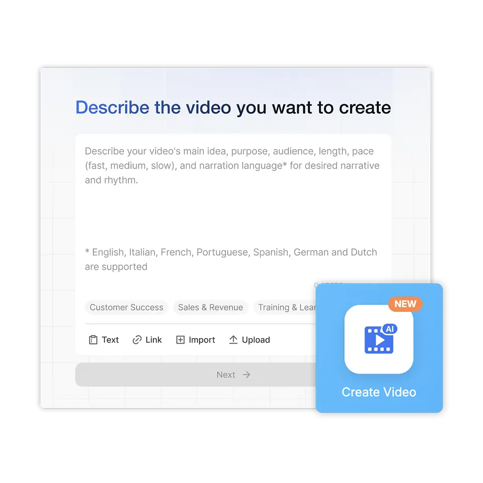 Start a video project using Visla credit video creator from any media source.